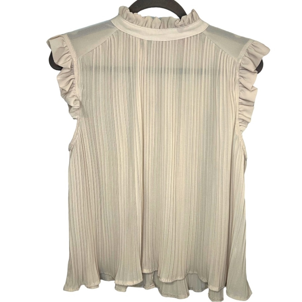 Mele E Pere beige sleeveless collar blouse size Small *